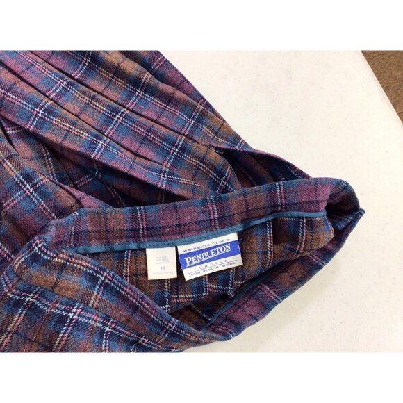 Pendleton Plaid Wool Pleated Skirt Midi Length Made USA Womens 10 - Picture 6 of 7